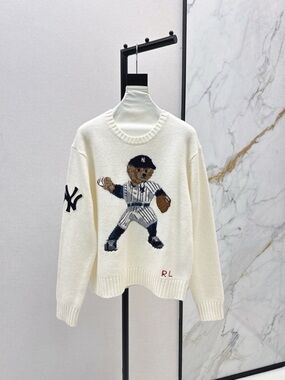 Polo by Ralph Lauren Cream Crewneck Sweater with Bear Pitcher Motif